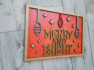 Merry and Bright Laser Cut SVG File Holiday Christmas Winter Fun Home Decor