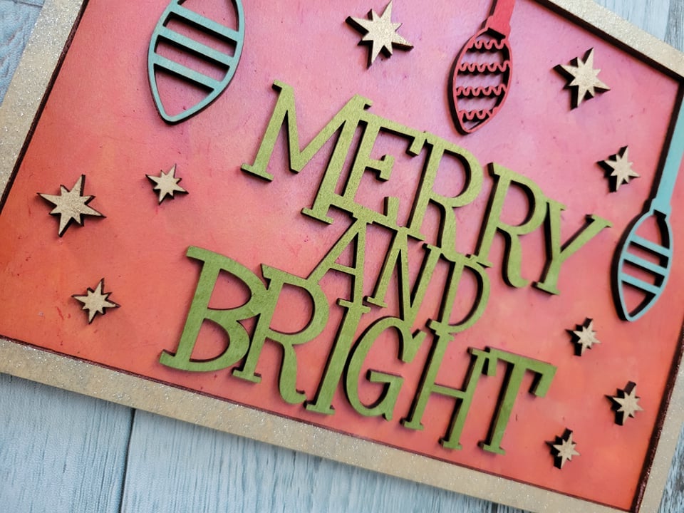 Merry and Bright Laser Cut SVG File Holiday Christmas Winter Fun Home Decor