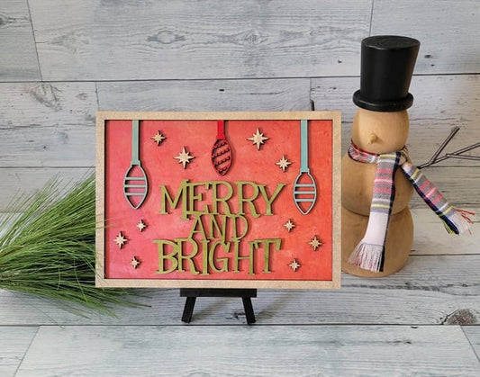 Merry and Bright Laser Cut SVG File Holiday Christmas Winter Fun Home Decor