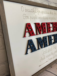 America the Beautiful Layered Sign SVG Laser File Glowforge Ready Two versions