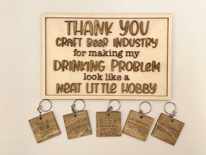 Layered Sign and Keychains: Craft Beer Hobby SVG File Laser Ready Glowforge