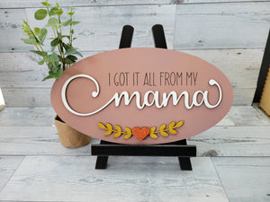 I got it all from my Mama SVG Laser Ready File OVAL shape layered words flowers