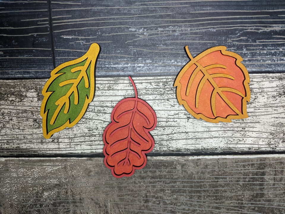 Fall Leaves Set of 6 Autumn Decor SVG Laser Ready File Tiered Tray Home Decor
