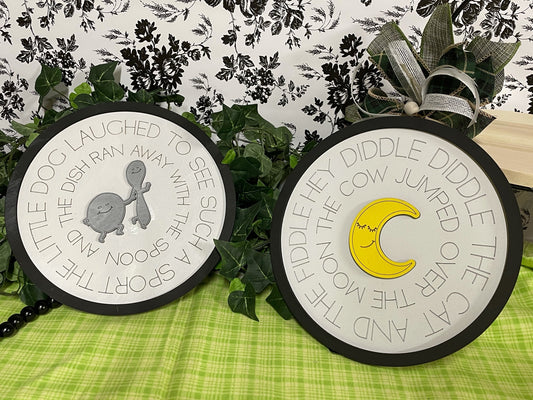 Layered Round Nursery Rhyme: Hey Diddle Diddle Set Laser Ready SVG File Glowforge
