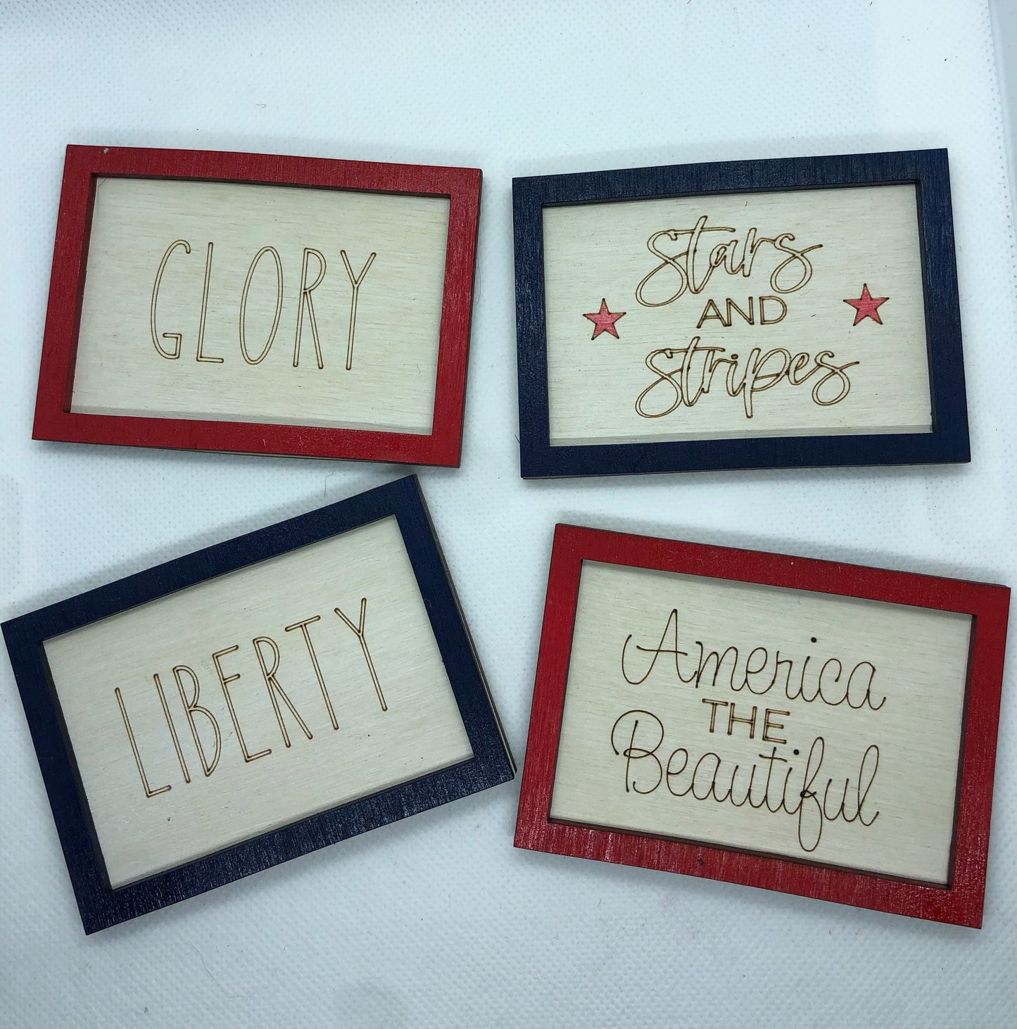 Set of 12 4th of July Patriotic Farmhouse Miniatures SVG Glowforge Ready Laser File