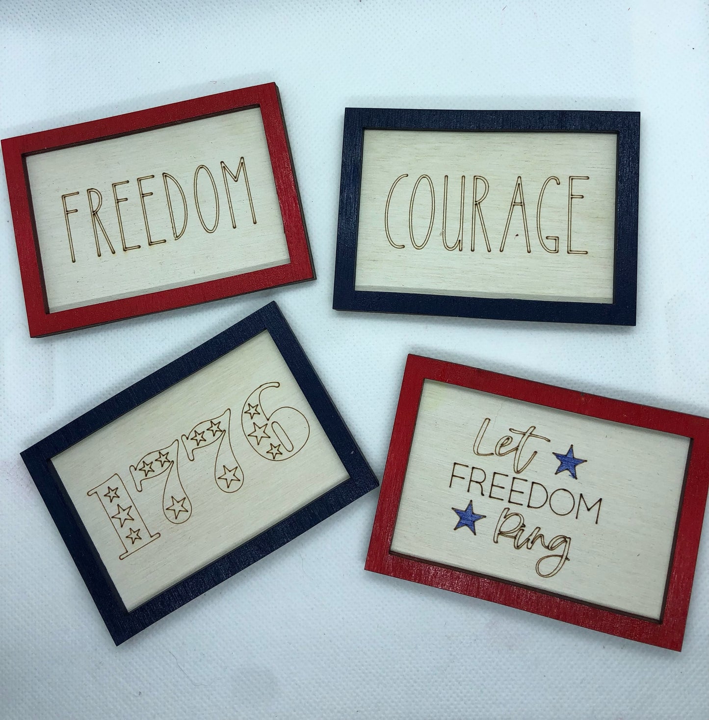 Set of 12 4th of July Patriotic Farmhouse Miniatures SVG Glowforge Ready Laser File