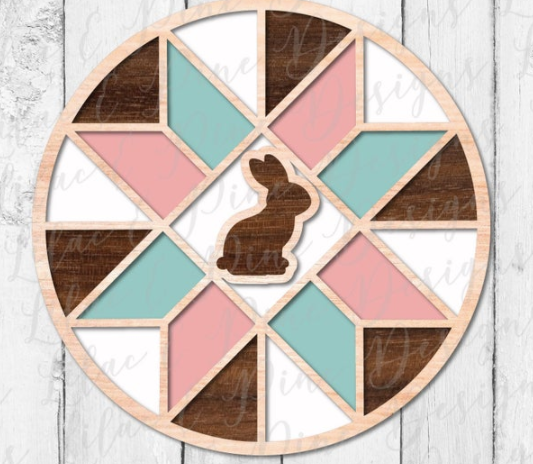 Stained Glass Bunny Barn Quilt