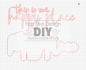 Happy Place Bundle of Cutout Words, w/ frame, SVG File FIVE files