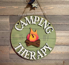 Load image into Gallery viewer, Camping is My Therapy Door Hanger