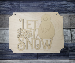 Let it Snow Snowman Laser Cut SVG File Holiday Christmas Winter Fun Home Decor Door Hanger