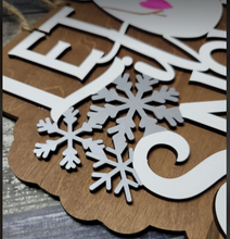 Load image into Gallery viewer, Let it Snow Snowman Laser Cut SVG File Holiday Christmas Winter Fun Home Decor Door Hanger