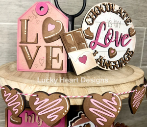 Chocolate LOVE Valentine Tiered Tray Set