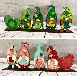 Valentine's and St. Patrick's Day Reversible Standing Gnomes