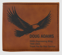 Load image into Gallery viewer, Custom Engraved Leather Wallet with ID Flap