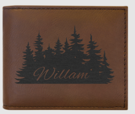Custom Engraved Leather Wallet with ID Flap
