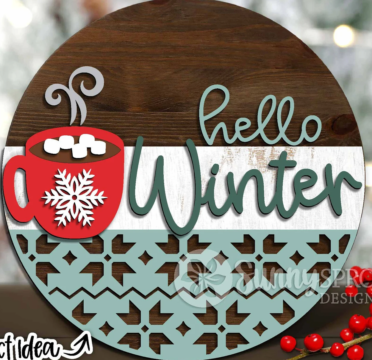 Hello Winter Hot Cocoa Door Hanger