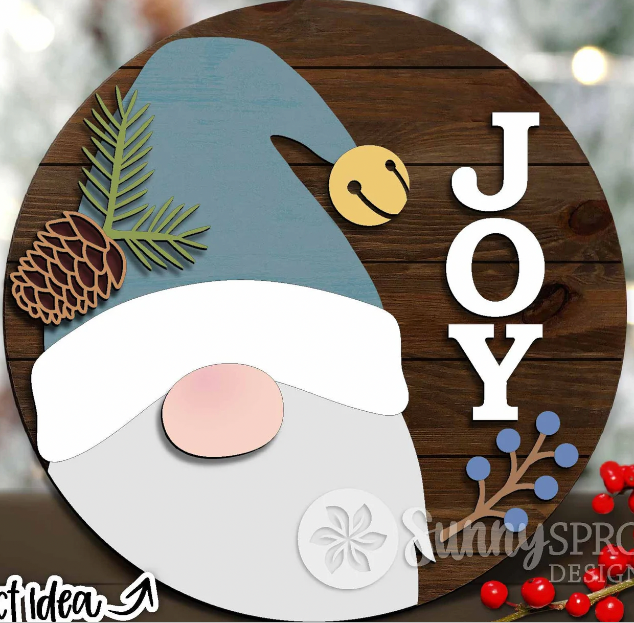 Gnome Joy Christmas Door Hanger