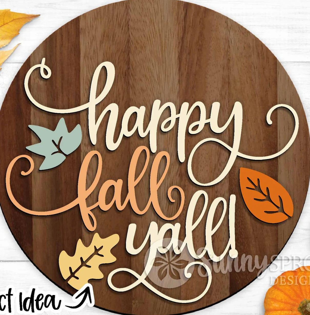 Happy Fall Ya'll Round Door Hanger