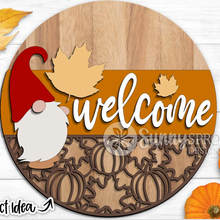 Load image into Gallery viewer, Fall Gnome Welcome Door Hanger