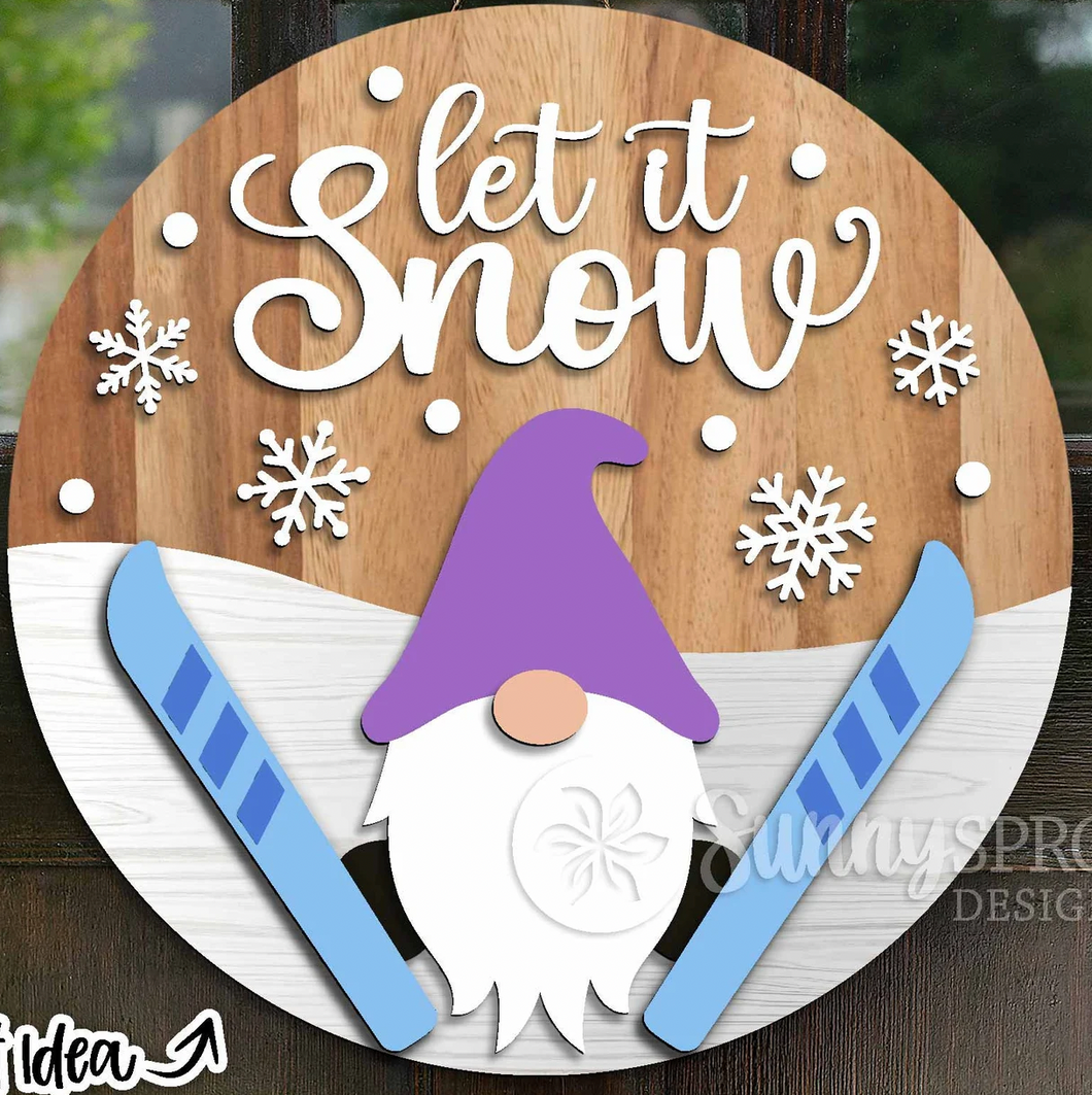 Let it Snow Gnome Ski Door Hanger