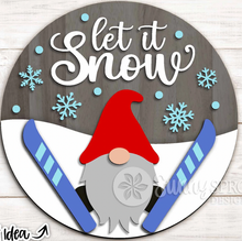 Load image into Gallery viewer, Let it Snow Gnome Ski Door Hanger