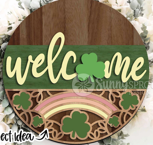 Welcome St. Patrick's Rainbow Door Hanger