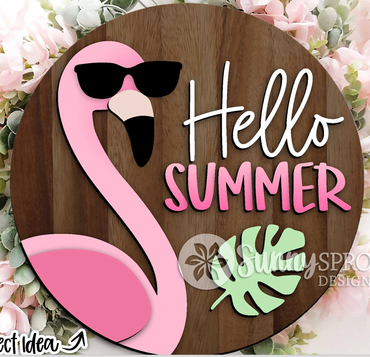 Flamingo Hello Summer Door Hanger