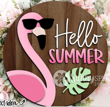 Load image into Gallery viewer, Flamingo Hello Summer Door Hanger
