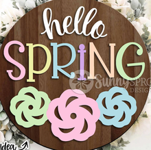 Load image into Gallery viewer, Hello Spring Flower Trio Door Hanger