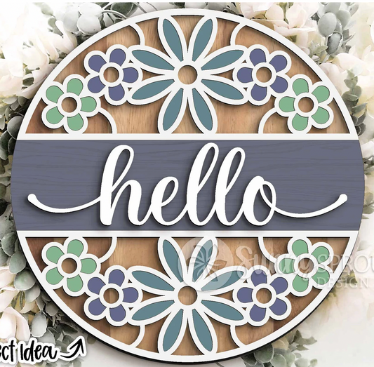 Hello Flowers Door Hanger