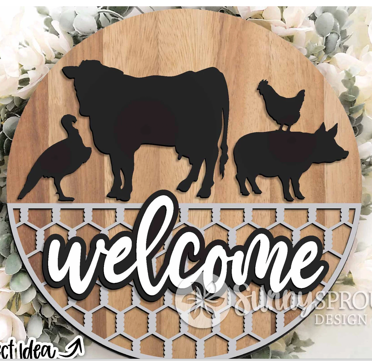 Welcome Farm Animal Door Hanger
