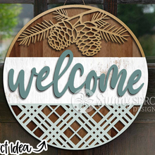Load image into Gallery viewer, Welcome Pine Cone Door Hanger
