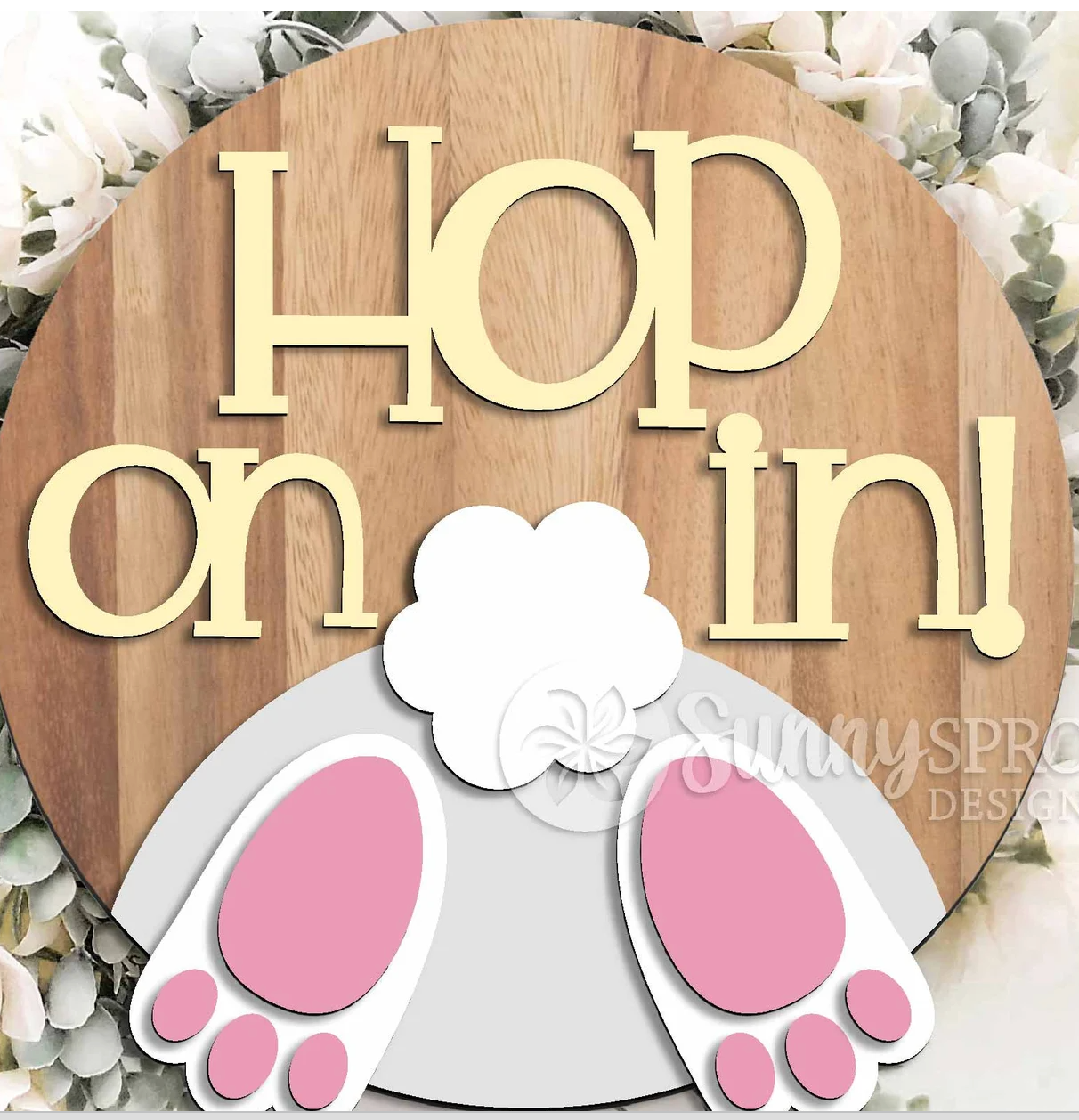 Hop on In Easter Bunny  Door Hanger