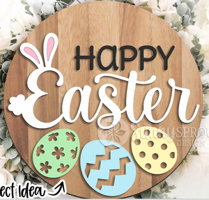 Happy Easter Door Hanger with Eggs