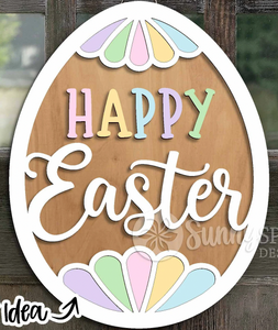 Happy Easter Egg Shaped Door Hanger
