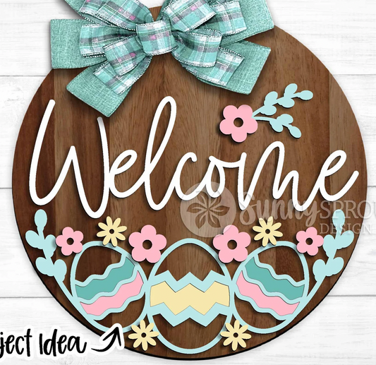 Welcome with Eggs Easter Door Hanger