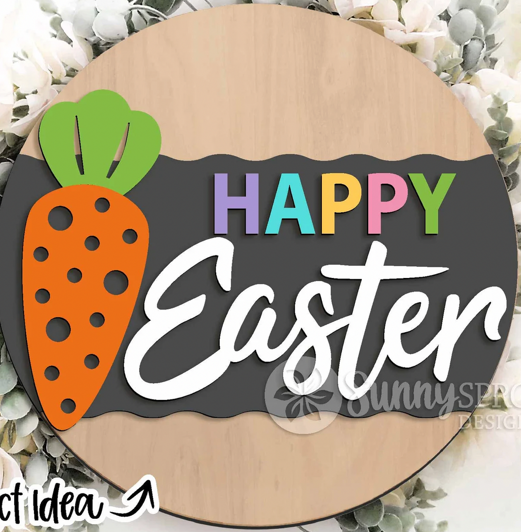 Carrot Happy Easter Door Hanger