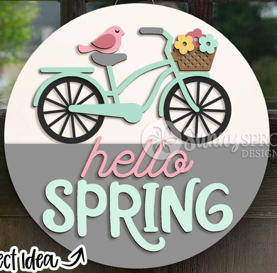 Hello Spring Bicycle and Bird Door Hanger