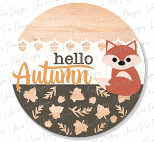 Hello Autumn Fox Door Hanger