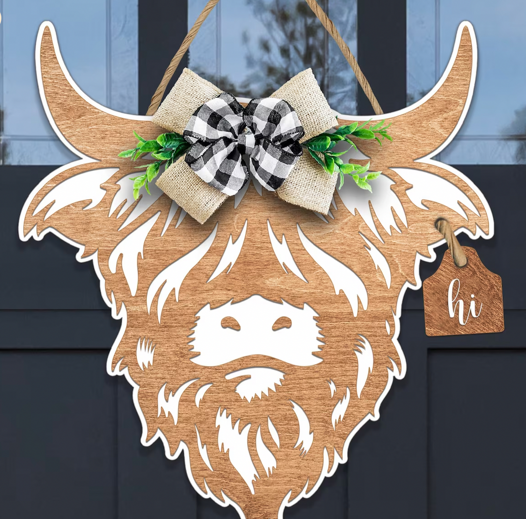Highland Cow Door Hanger