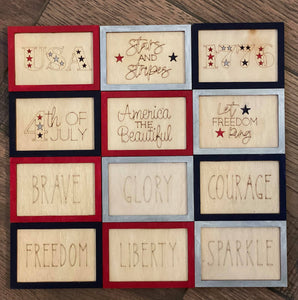 Set of 12 4th of July Patriotic Farmhouse Miniatures SVG Glowforge Ready Laser File