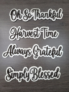 Autumn Fall Layered Phrases Laser Ready Files  SVG Words for Fall Dinner Plates Thanksgiving Harvest Blessed Thankful Grateful