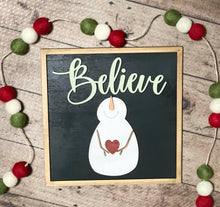 Load image into Gallery viewer, Believe Snowman Laser Cut SVG File Holiday Christmas Winter Fun Home Decor