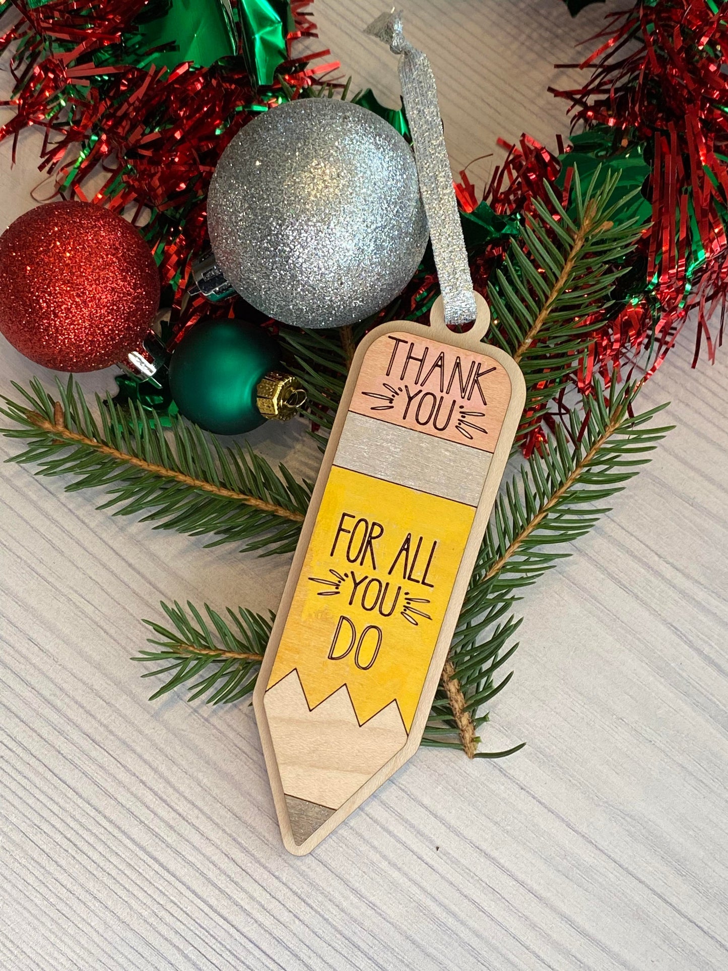 Thank You Teacher Bus Driver Postman Ornaments Gift Tags Set of 4 SVG Laser Ready File Holiday
