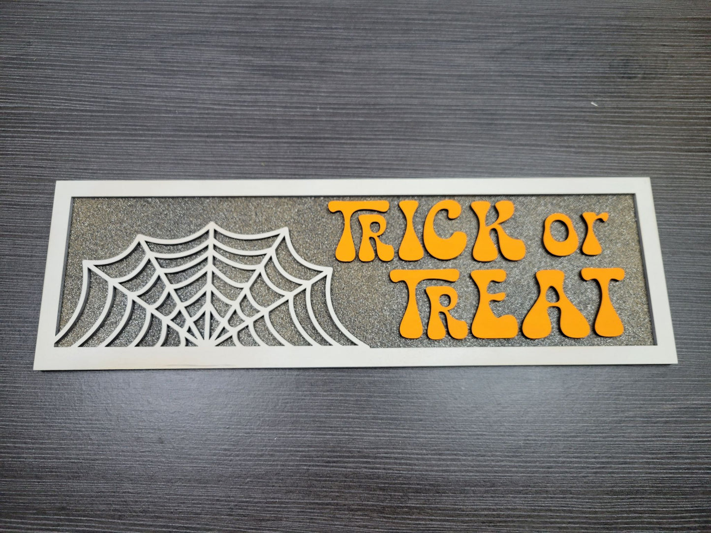 Trick or Treat Halloween Rectangle Spiderweb Laser SVG File