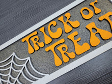 Load image into Gallery viewer, Trick or Treat Halloween Rectangle Spiderweb Laser SVG File