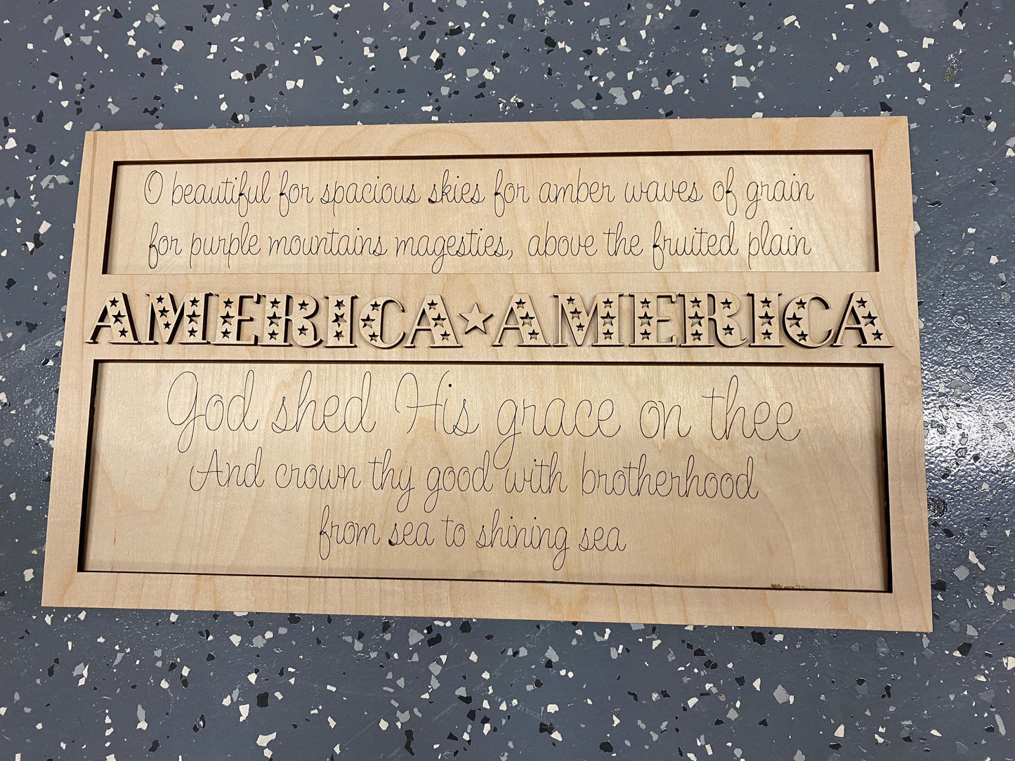 America the Beautiful Layered Sign SVG Laser File Glowforge Ready Two versions