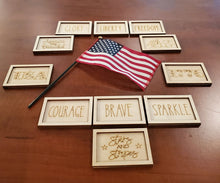 Load image into Gallery viewer, Set of 12 4th of July Patriotic Farmhouse Miniatures SVG Glowforge Ready Laser File