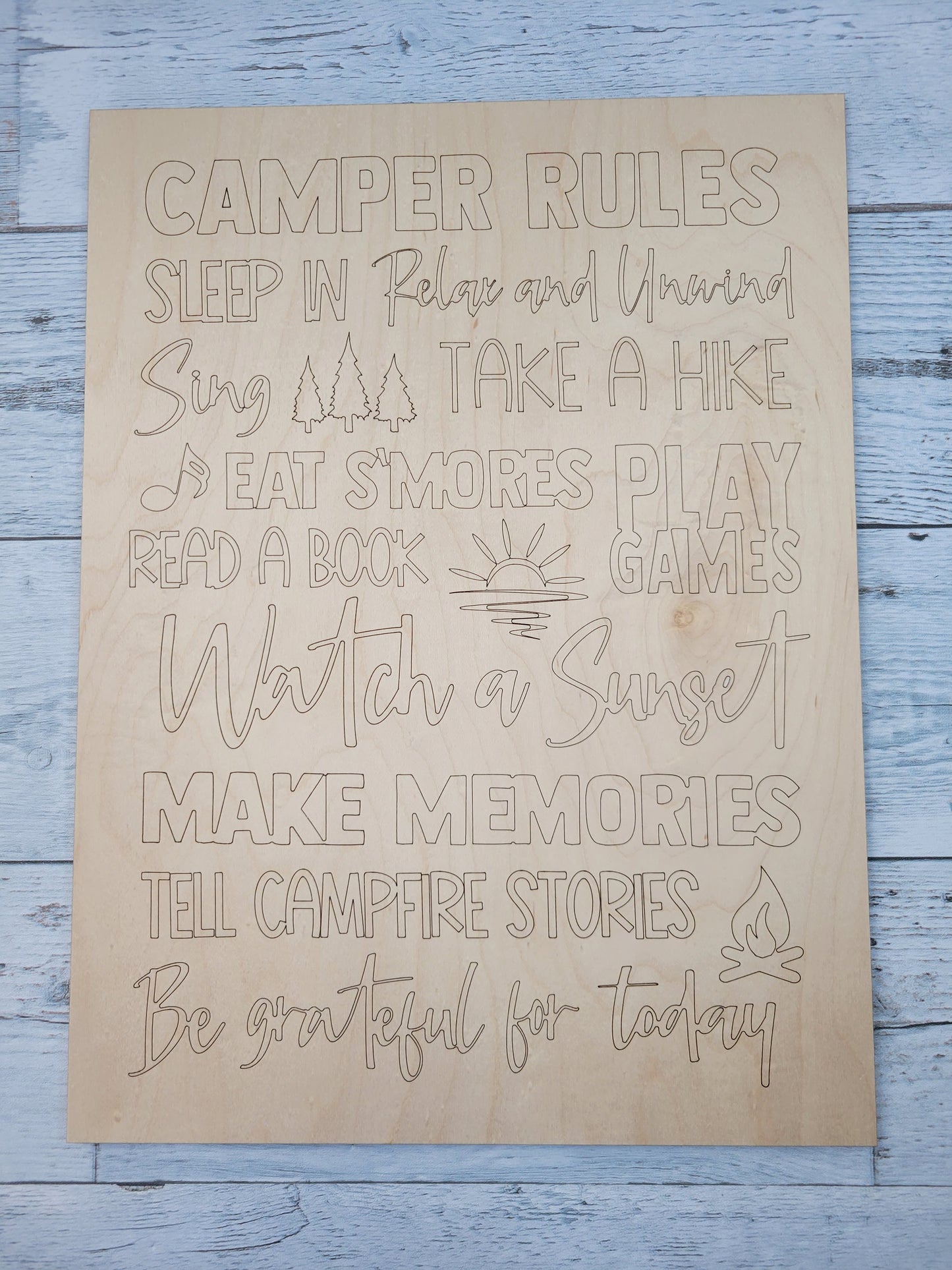 Laser Ready SVG: Camper Rules Word Art Framed Sign SVG FILE