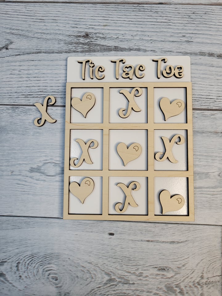Valentine Tic Tac Toe Game DIY Kit for Kids SVG Laser Ready File